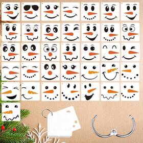 Lk001 Fysah Christmas Snowman Face Stencils For Crafts Reusable Drawing Small Ornament S