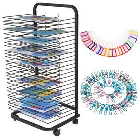 Garvee 196336882189 Art Drying Rack With 4 Lockable Wheels - Metal Storage 25 Remov