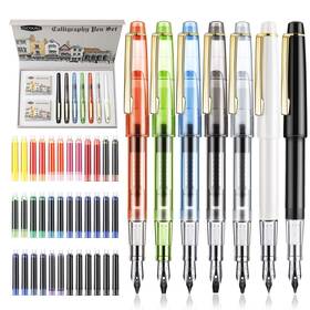 F736 Gc Quill 414771359106 Calligraphy Set Fountain Pens 7 Different Size Nibs And 36 Assorted