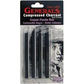 412342 General Pencil 957abp Compressed Charcoal Sticks 4-pkg-black - Soft Assorted