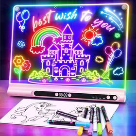 Geokay 744110909401 16 Inch Rechargeable Led Drawing Board 9-color Light Modes With Timer And Built-in St
