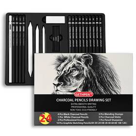 G7276-24 Gethpen Drawing Sketching Pencil Set 24 Piece Pro Artist Sketch Kit - Graphite Penci