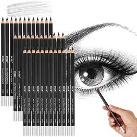 B0cn6f1436 Geyoga 36 Pcs Professional Charcoal Pencils Soft Medium Hard Drawing Sketching