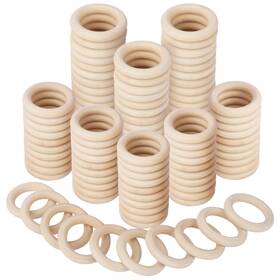 Geytetqi 729767978666 120 Pack Unfinished Wooden Rings Natural 2.2 Inch Wood Craft For Diy Cr