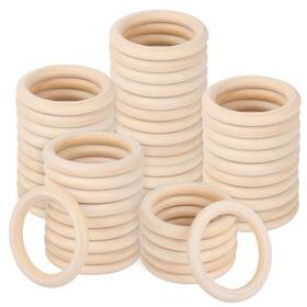Geytetqi 729767987088 50 Pack 3.5 Inch Unfinished Wooden Rings Natural Wood Craft For Diy Cr