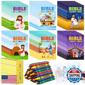 B0d3v6dbsn Gilprop 60 Sets Christian Coloring Books And Crayons Bulk For Kids Bible Verse