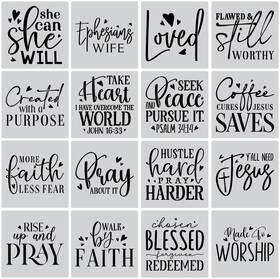 Cqwt02 Gnomeshgh Inspirational Word Stencil Set 16pcs Christian Faith Stencils With Quotes An