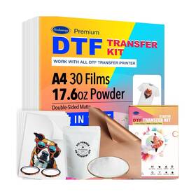 Goohomeey 431223814084 A4 Dtf Transfers Paper 30 Sheets 17.6oz Ultra-fine Transfer Powder ... Fast Ship