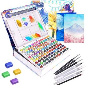 120-pat Gunsamg Watercolor Paint Set 120 Colors With Palette In Portable Box Inc
