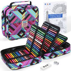 B0bhyxm2kd H & B And 120 Colored Pencils Set For Adult Coloring Oil-based Soft Core Art Kit