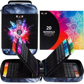 H & B B0ctmmmyss And 72-color Colored Pencils Set Mandala Coloring Sheets Eraser Sharpener