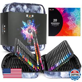 B0fc2cdzmb H & B And 120-color Colored Pencils Set With Mandala Coloring Sheets Eraser Sharpe