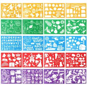 Haddiy-dss9 Haddiy Kids Drawing Stencils Set 20 Pcs Plastic Stencil Kit 300 Patterns T