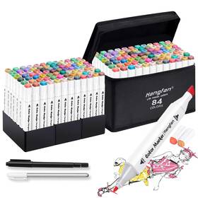 B0c4d5t9sj Hangfan Art Markers 84 Colors Alcohol-based Ink Broad And Fine Dual Tip Permanent Set
