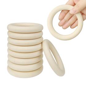 Pus152 Hanwer 10 Pcs 100mm/3.9inch Unfinished Wooden Rings Natural Wood For Crafts M