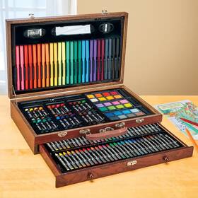 53142 Hdfl Art Set With Wood Case For Kids Teen Deluxe Wooden Box Artist Drawing Kit Pencil
