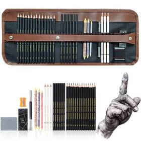 B0clrljtz6 Heshengping 31-pcs Drawing Sketching Pencils Kit Portable Artist Supplies Travel Set Graphi