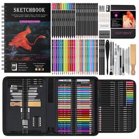 Hf-dss176 Hiforny 176 Pcs Art Supplies Drawing Set Sketching Kit With 100 Sheets 3-colo