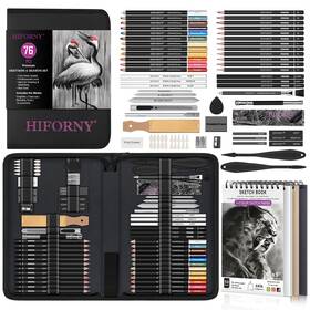 Hf-spt76 Hiforny 76 Pcs Drawing Set Sketching Kit Sketch Pencils Art Supplies With Gra