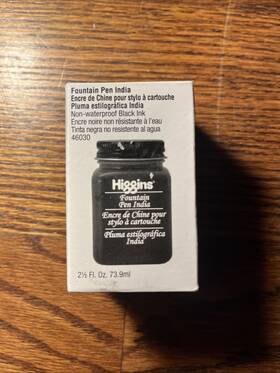 Higgins 014173369055 Fountain Pen India Black Ink 2.5 Oz Non-waterproof Calligraphy Sketching