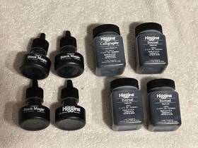 44011 Higgins 8pc Lot Black Magic Pigment-based Waterproof Drawing Ink Eternal Calli