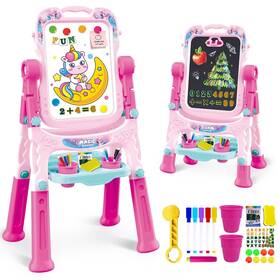 Sh-100239 Hoarosall Art Easel For Kids - Adjustable Double-sided Rotatable Magnetic White Board W