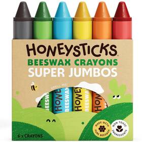 B01i2gnswu Honeysticks Super Jumbo Crayons 6-pack - 100% Pure Beeswax Non-toxic
