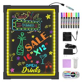 Hosim 725350879655 Led Message Writing Board 16 Inch X 12 Illuminated Erasable Neon Effect Re