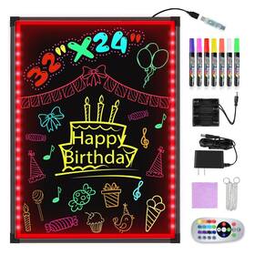 Dx6080-b Hosim Led Message Writing Board 32 Inch X24 Illuminated Erasable Neon Effect Rest