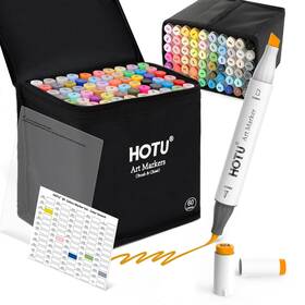 B0cvwqszyj Hotu Alcohol Markers Brush Tip -60 Virant Colors Daul Tips Art Set For
