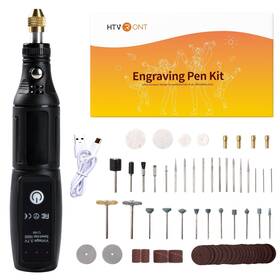 Sg-dk-0001-us Htvront Customizer Engraving Pen Kit - 64 Pcs Usb Rechargeable Engraver