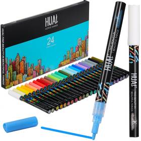 Mkbx24-01 Hual 24 Acrylic Paint Pens Waterproof Valve-controlled Markers 1mm Fine Tip