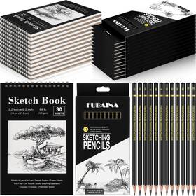 Nay-humyoun-sfkgh525 Humyoun 24 Pcs Sketch Drawing Pencils Kit Includes 5.5 X 8.5 Book And