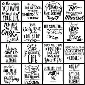 Hzmm 800852 16 Pcs Inspirational Word Stencils Quote And Phrase Sayings Templates Craft S