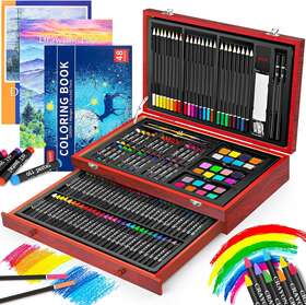Ibayam 689997576097 Art Supplies 150-pack Deluxe Wooden Set Crafts Drawing Painting Kit With 1