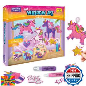 B0cdwppdvd Imagimake Unicorn Stained Glass Suncatcher Kit Diy Craft Ages 5-12 Xmas Gift