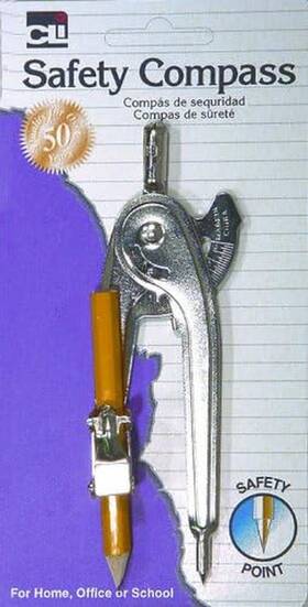 80365 Inc. Ball Bearing Compass With Golf Pencil Metal Safety Point Up To 12 Inch Di