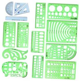 Ip25107 Ipxead 15pcs Geometric Drawings Templates Measuring Geometry Rulers Drafting