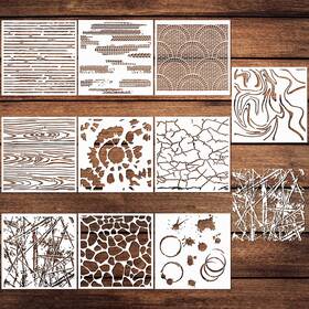 Yua-ireer-0007 Ireer 10 Pcs Stencils For Painting Wall Texture 6 X Inch Reusable Diy Mi