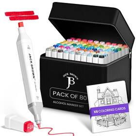 B0bg2td44r Jack Brown 80 Colors Alcohol Markers Set - Fine And Chisel Dual Tip Professional
