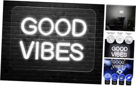 Jacobs Signs & Lighting Llc 196852828715 White-led-good Vibes-neon Signs-neon Lights-wall Decor-bedroom Decor Good Vibes