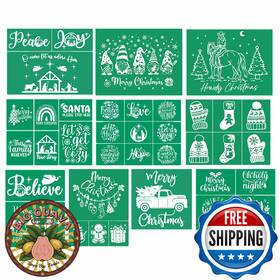 B0d73vk2xd Jajado 10 Pcs Christmas Silk Screen Stencils Snowman Snowflake Buffalo Plaid Tree M