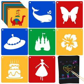Jc002 Jecarden 20 Pieces Stencils For Kids With 5 Pcs Scratch Paper 8 X Inch Large Stenci