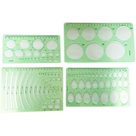 Joyisen 613310514619 4pcs Circle Oval Radius Template Plastic Drawing Templates Clean Green Measur