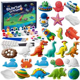 B09bzcrlbq Juboury Kids Arts And Crafts Plaster Painting Kit - Dinosaurs Space Ocean