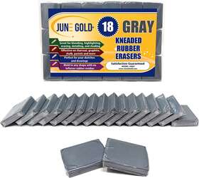 10087 June Gold Kneaded Rubber Erasers Gray 18 Pack - Blend Shade Smooth Correct And Brigh