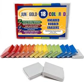 10088 June Gold Kneaded Rubber Erasers Colored 18 Pack - Blend Shade Smooth Corre