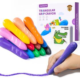 B0drnvk7sh Jupitearth 12 Colors Triangle Crayons For Kids 1-8 With Coloring Book And Stickers