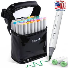 B0dp9fdtt3 Jusart 48-color Dual Tip Alcohol Markers Brush And Chisel Set Art Sketch