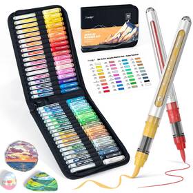 B0dxz8gm66 Jusart 36-color Acrylic Paint Markers Brush Tip Waterproof Water-based No-ble
